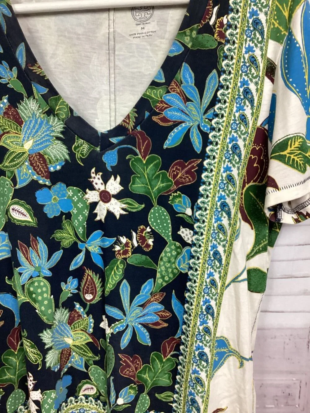 Tory Burch Floral Prima Cotton Tee Shirt Top M